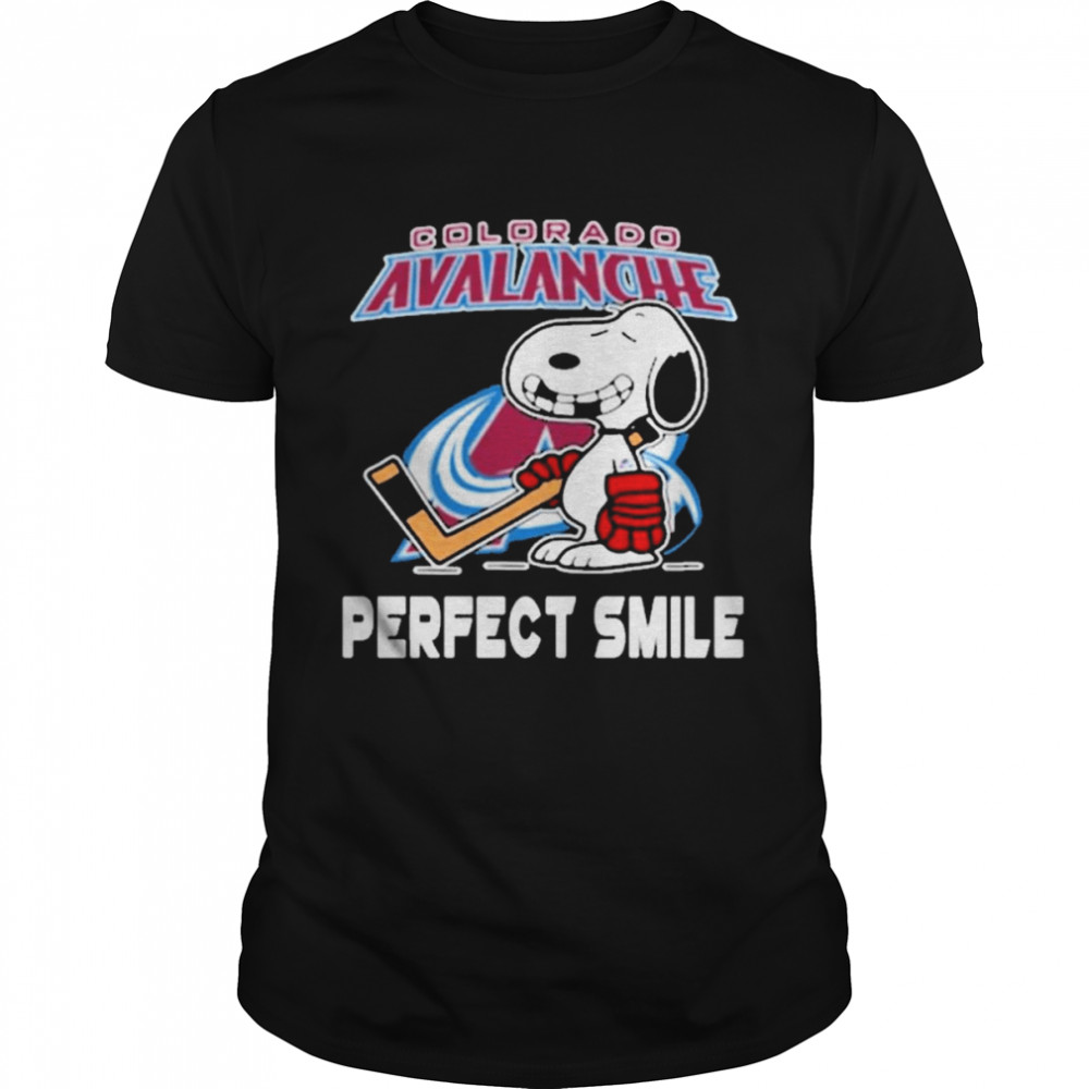 Colorado Avalanche Snoopy Perfect Smile Stanley Cup Champions Shirt