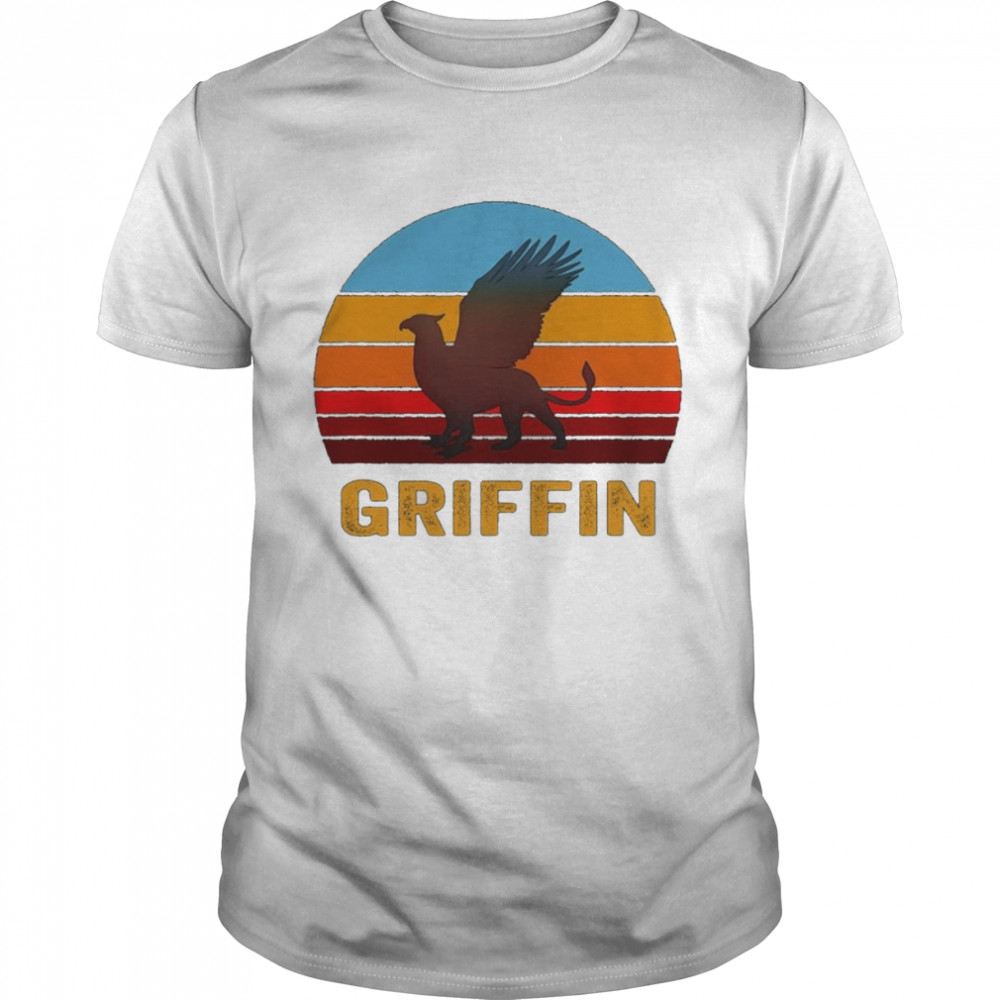Retro Vintage Style Sunset Griffin Legendary Creature  Classic Men's T-shirt