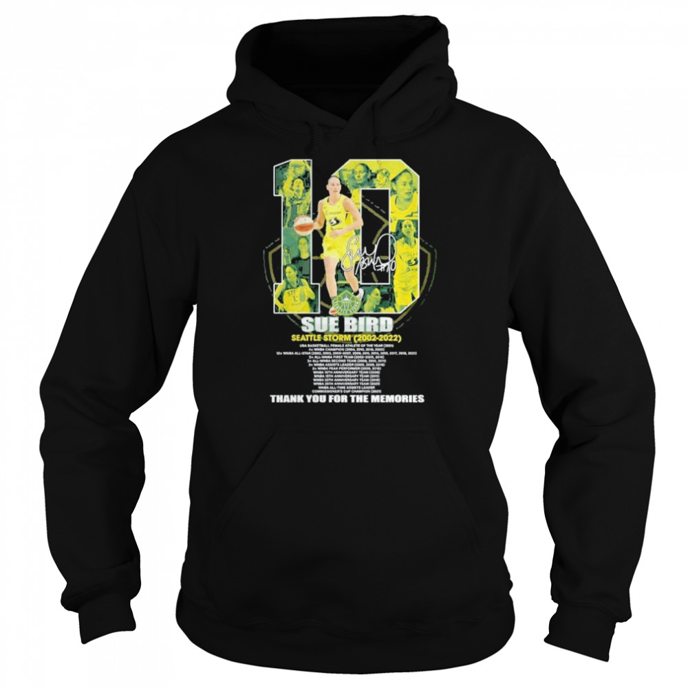 10 Sue Bird Seattle Storm 2002-2022 thank You for the memories signature shirt Unisex Hoodie