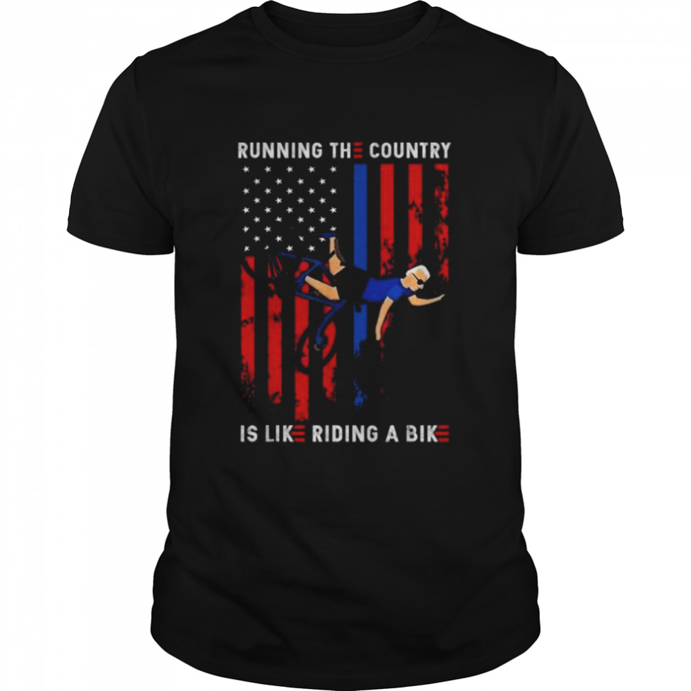 American flag biden running the country is like riding a bike shirt Classic Men's T-shirt