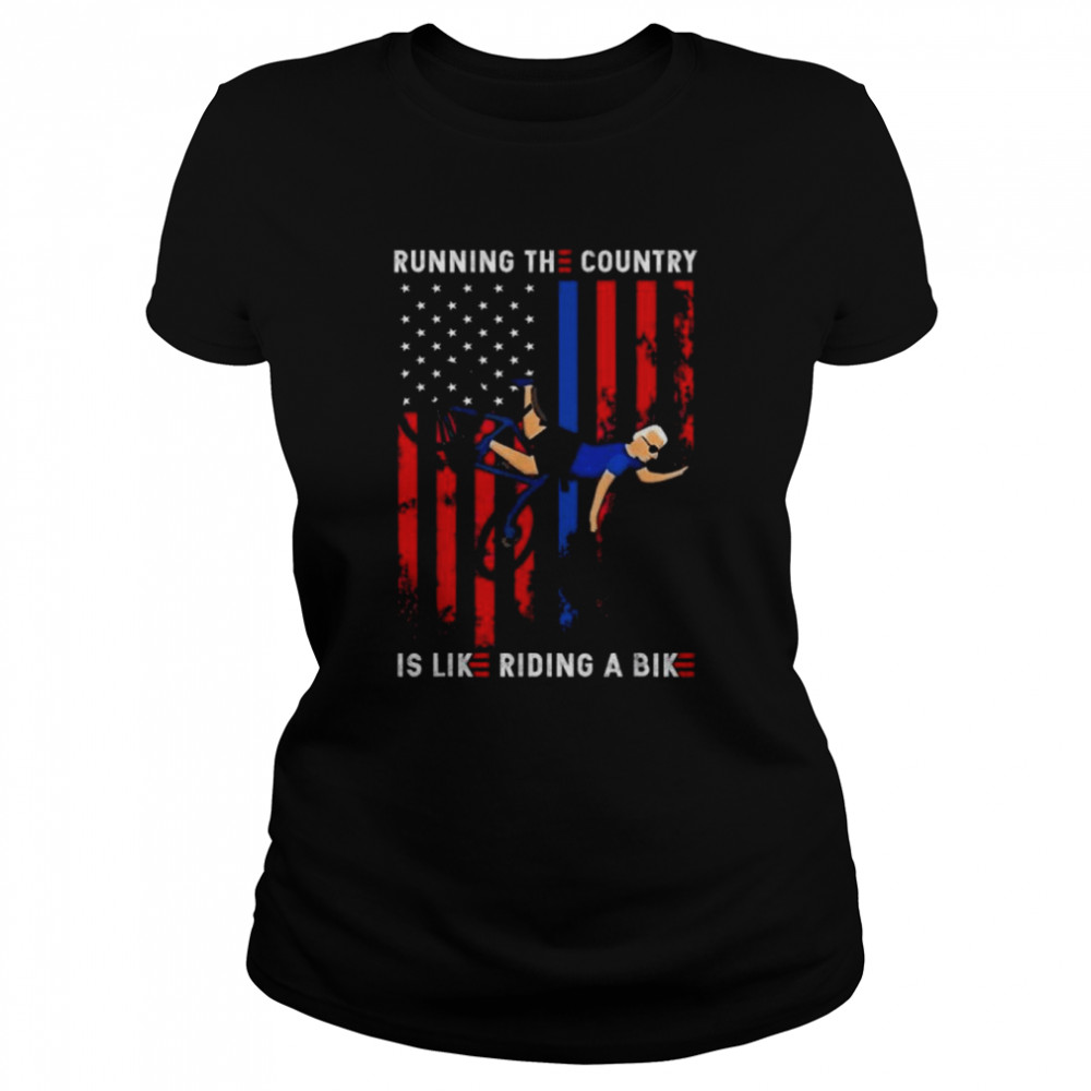 American flag biden running the country is like riding a bike shirt Classic Women's T-shirt