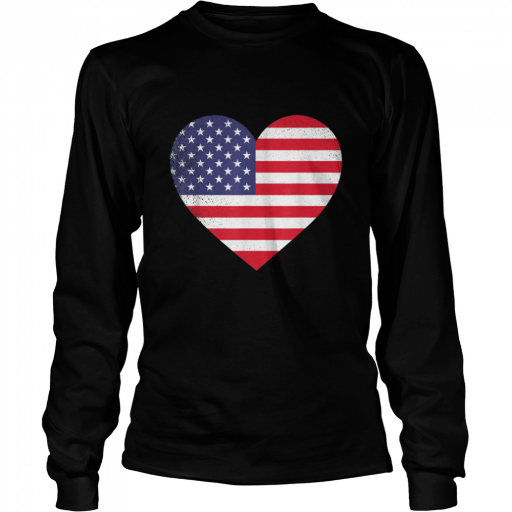 American Flag Heart 4th of July USA Love Patriotic Pride T- B0B4N5XNLG Long Sleeved T-shirt