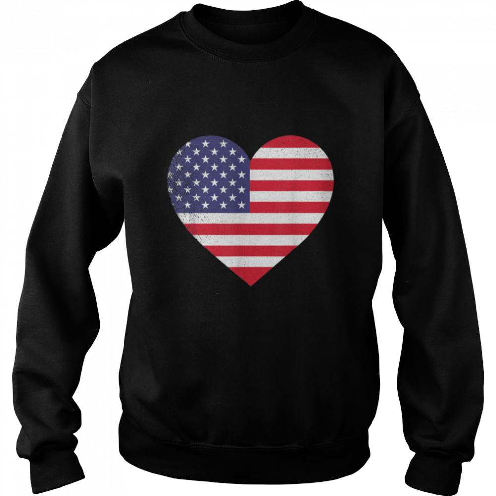 American Flag Heart 4th of July USA Love Patriotic Pride T- B0B4N5XNLG Unisex Sweatshirt