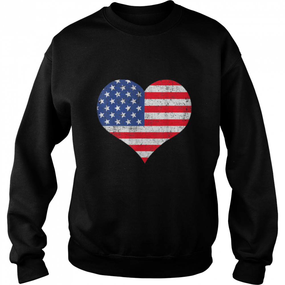 American Flag Heart 4th Of July Usa Patriotic Pride T- B0B4N8KYWN Unisex Sweatshirt