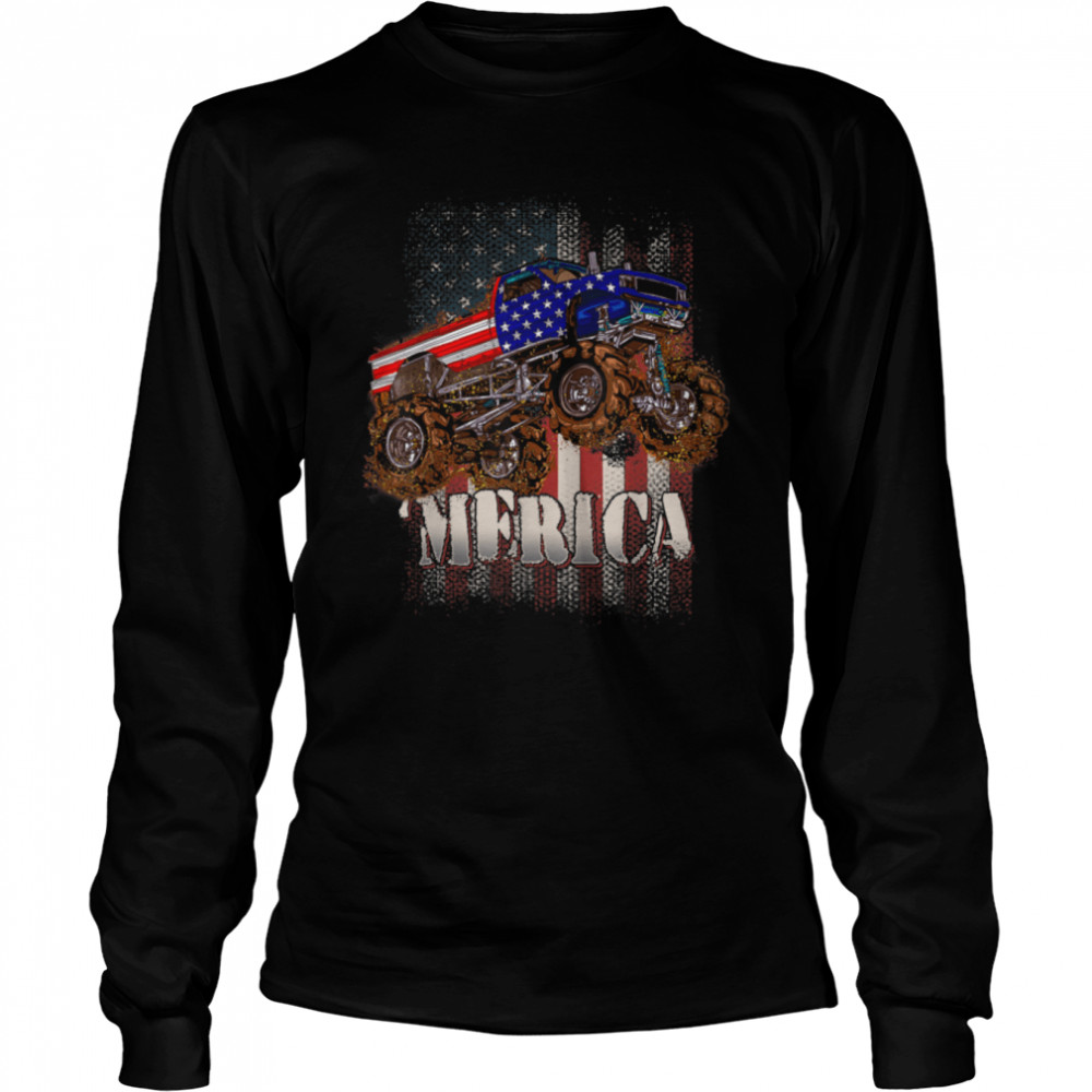 American Flag Monster Truck Merica 4th of July Monster Truck T-Shirt B0B4MSM94C 2 American Flag Monster Truck Merica 4th of July Monster Truck T- B0B4MSM94C Long Sleeved T-shirt