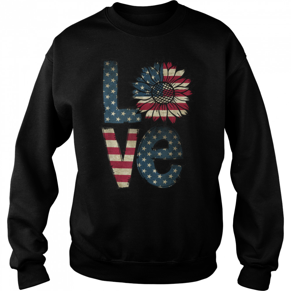 American Love Sunflower Patriotic American Flag T- B0B4MZTVS2 Unisex Sweatshirt