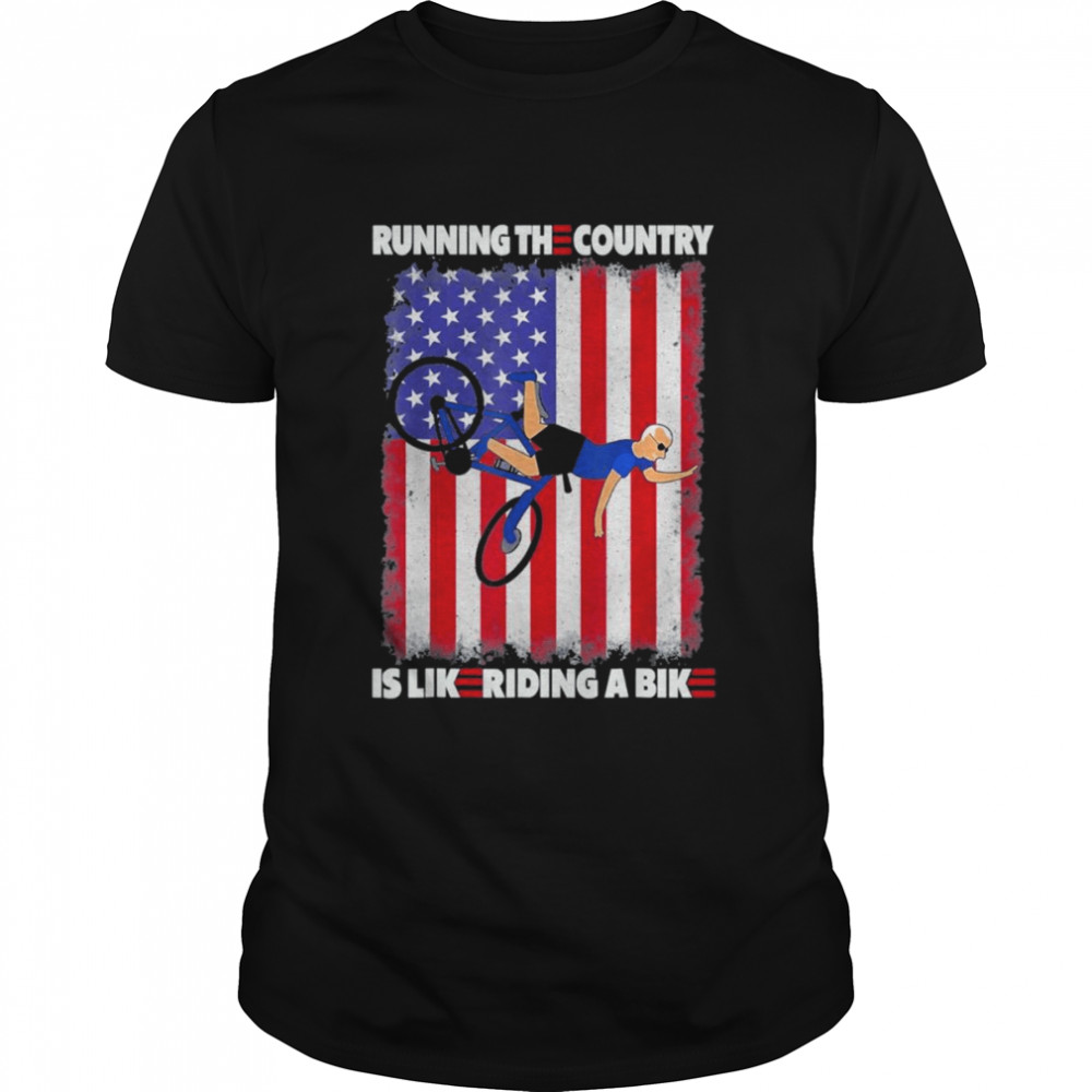 Biden Running The Country Is Like Riding A Bike America Flag  Classic Men's T-shirt