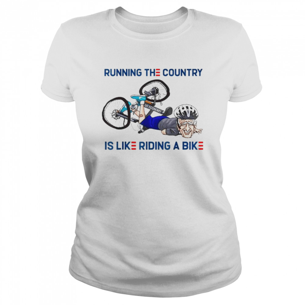 Falling off his bicycle Biden Falls off Bike Joe Biden T- Classic Women's T-shirt