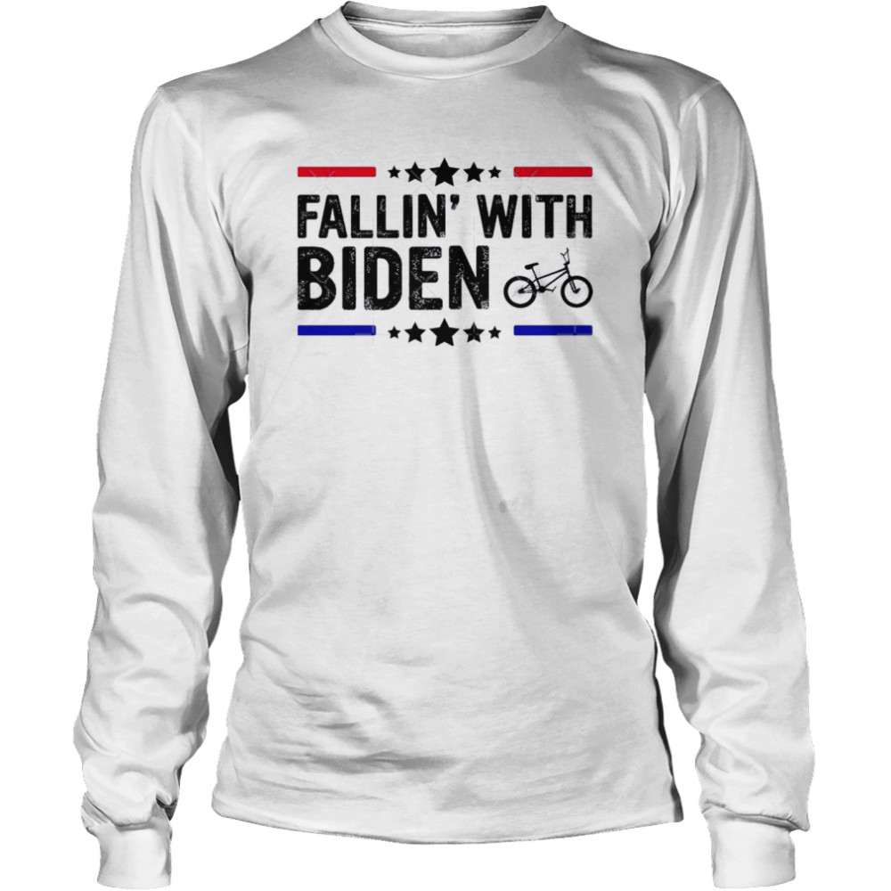 Falling With Joe Biden Joe Biden Falling On His Bike Funny Meme  Long Sleeved T-shirt
