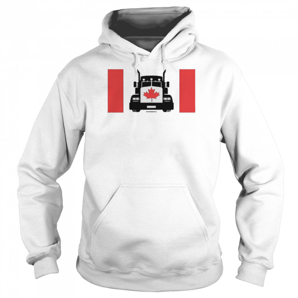Freedom Convoy 2022 I support truckers Canada flag shirt Unisex Hoodie
