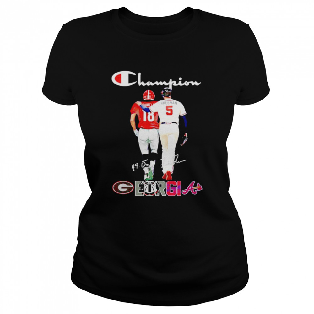 Georgia Sports Teams JT Daniels and Freddie Freeman signatures shirt Classic Women's T-shirt