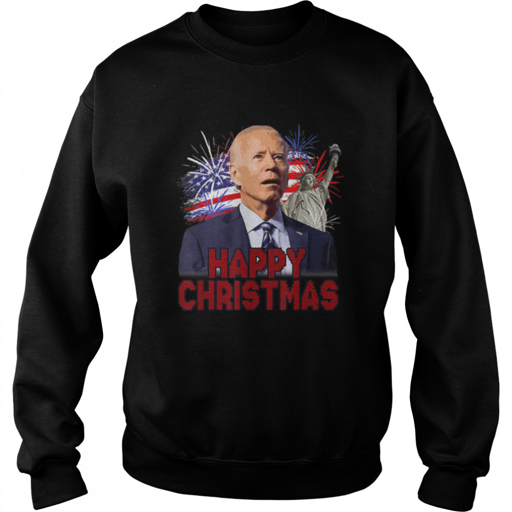 Happy Christmas In July Funny Joe Biden 4th Of July USA Flag T- B0B4N4HWJF Unisex Sweatshirt