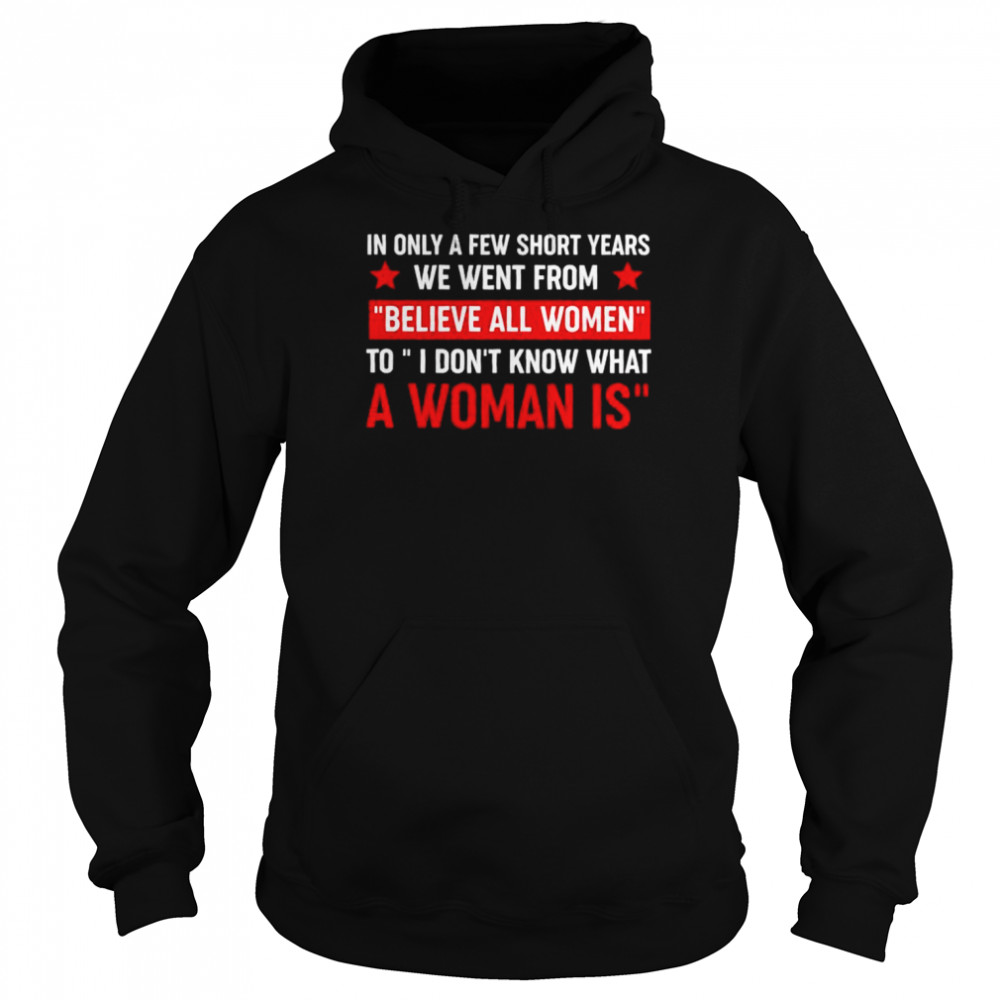 In only a few short year we went from believe all women shirt Unisex Hoodie