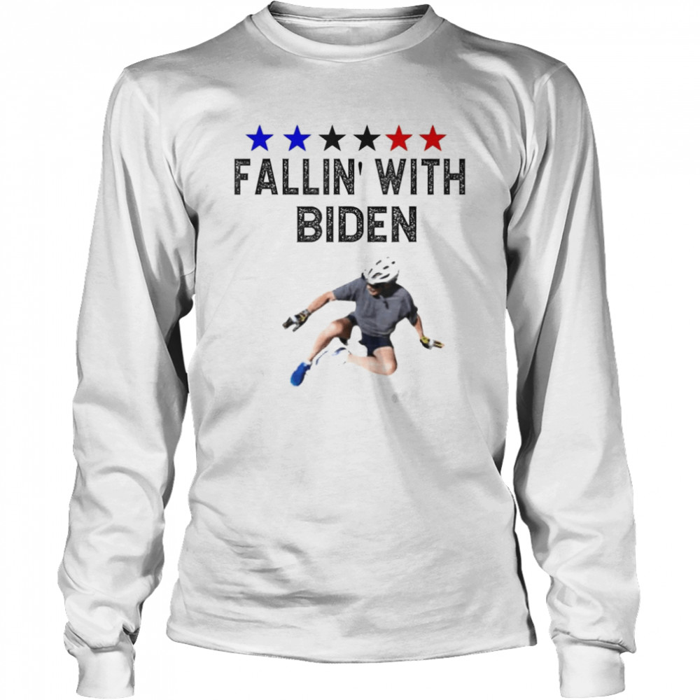 Joe Biden falling off bicycle Biden bike meme T- Long Sleeved T-shirt