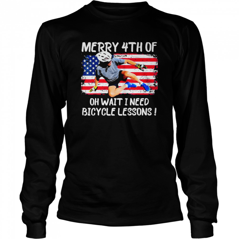 Joe Biden falls off bike 4th Of July Meme T- Long Sleeved T-shirt