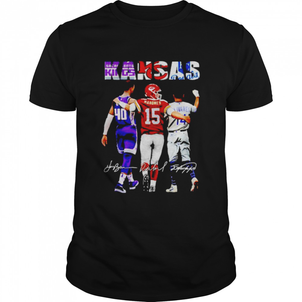 Kansas Sports Teams Harrison Barnes Patrick Mahomes Edward Olivares signatures shirt