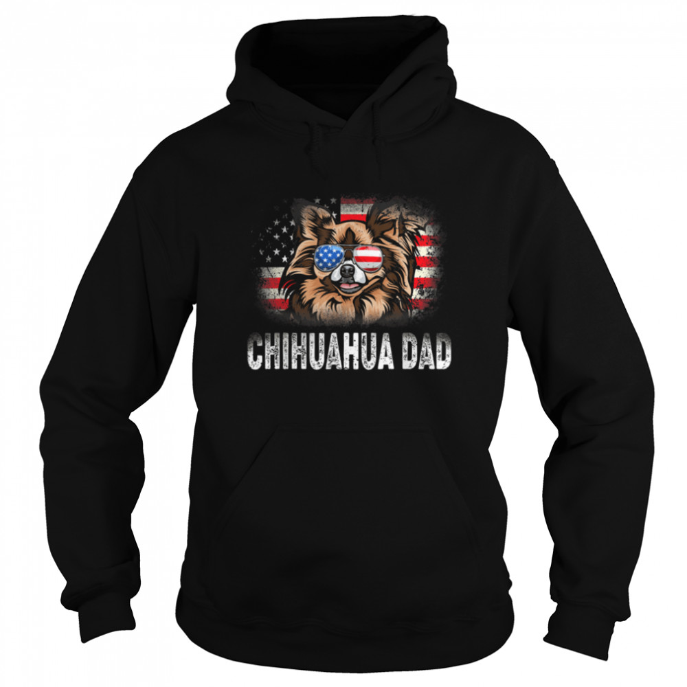 Mens Fun Chihuahua Dad American Flag Father's Day T- B0B4N5MJR9 Unisex Hoodie
