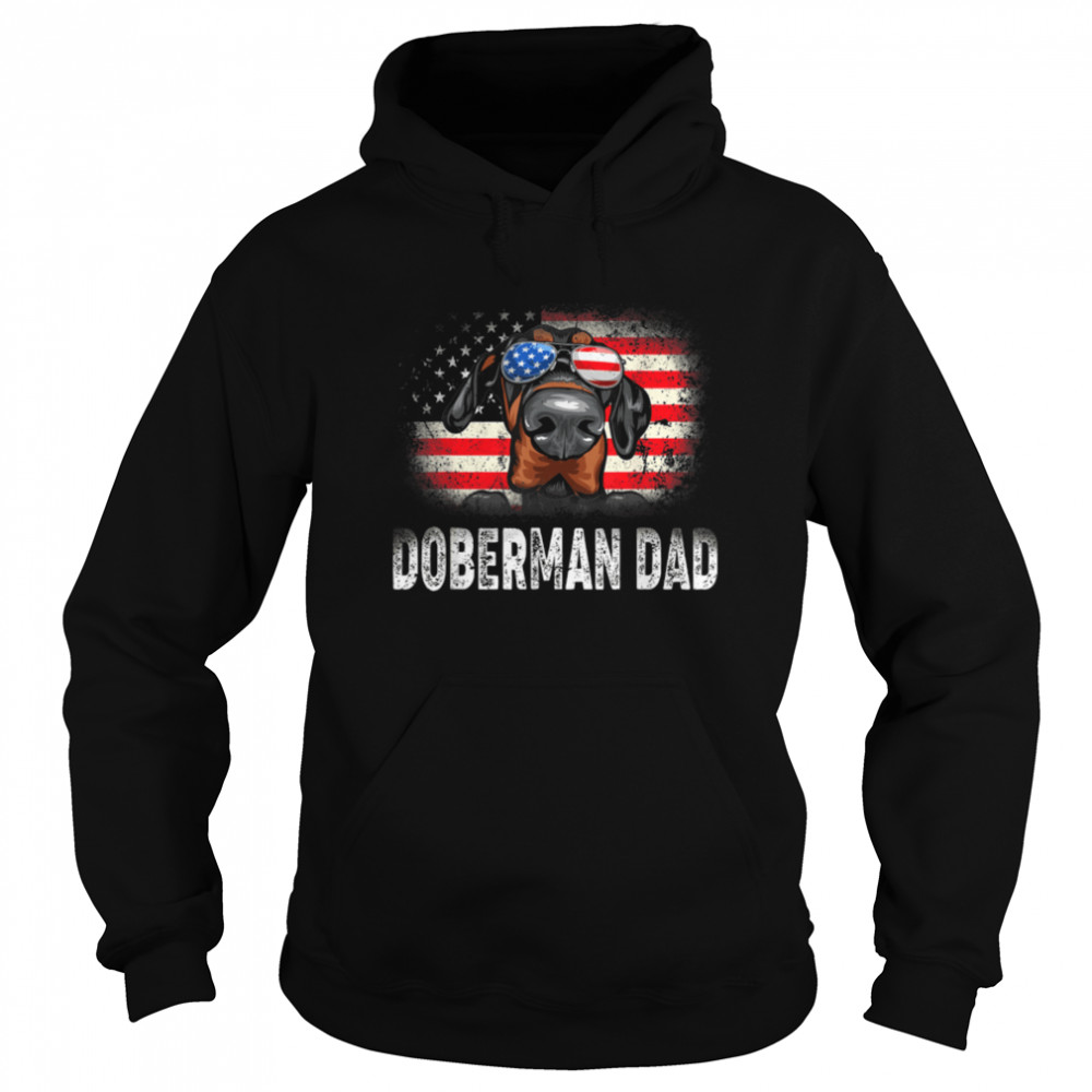 Mens Fun Doberman Dad American Flag Father's Day T- B0B4N9K842 Unisex Hoodie