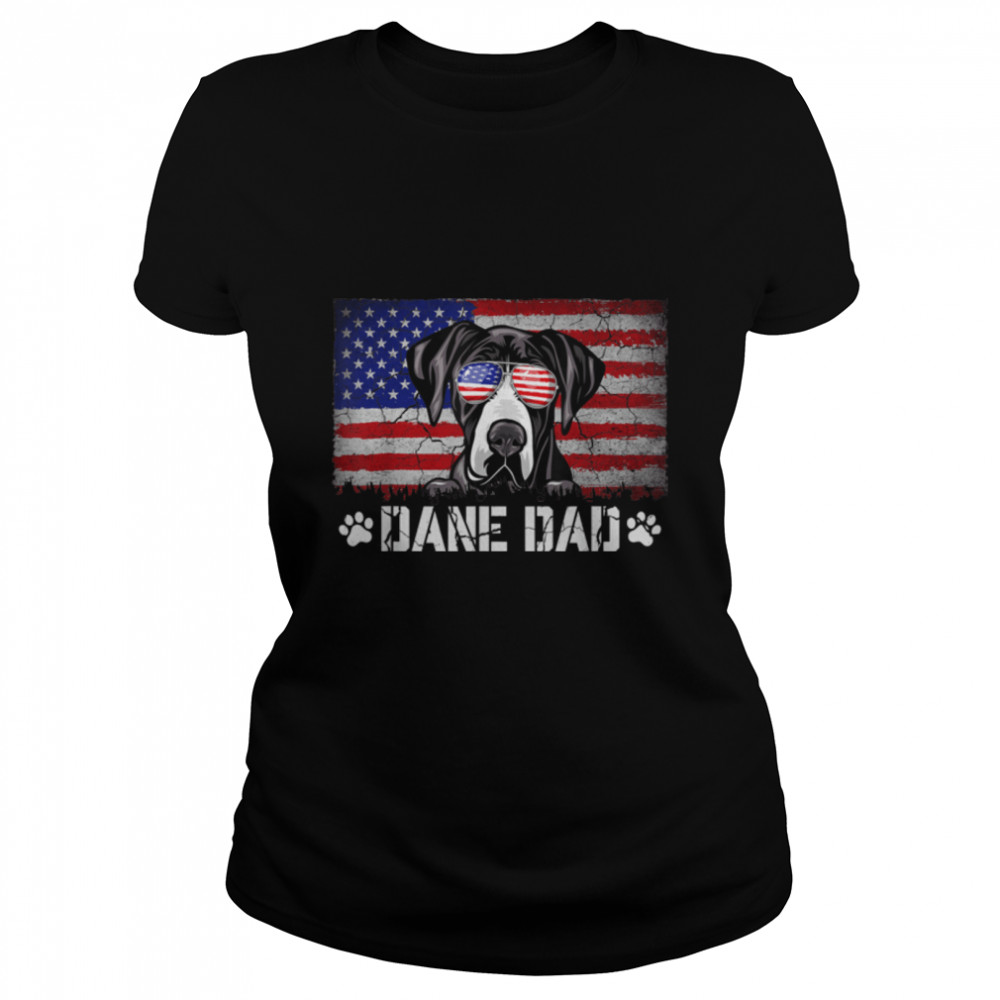 Mens Patriotic Dane Dad American Flag 4th Of July T- B0B4NCHDD4 Classic Women's T-shirt