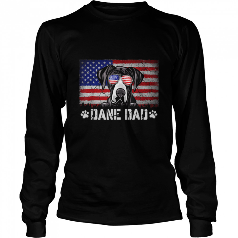 Mens Patriotic Dane Dad American Flag 4th Of July T- B0B4NCHDD4 Long Sleeved T-shirt