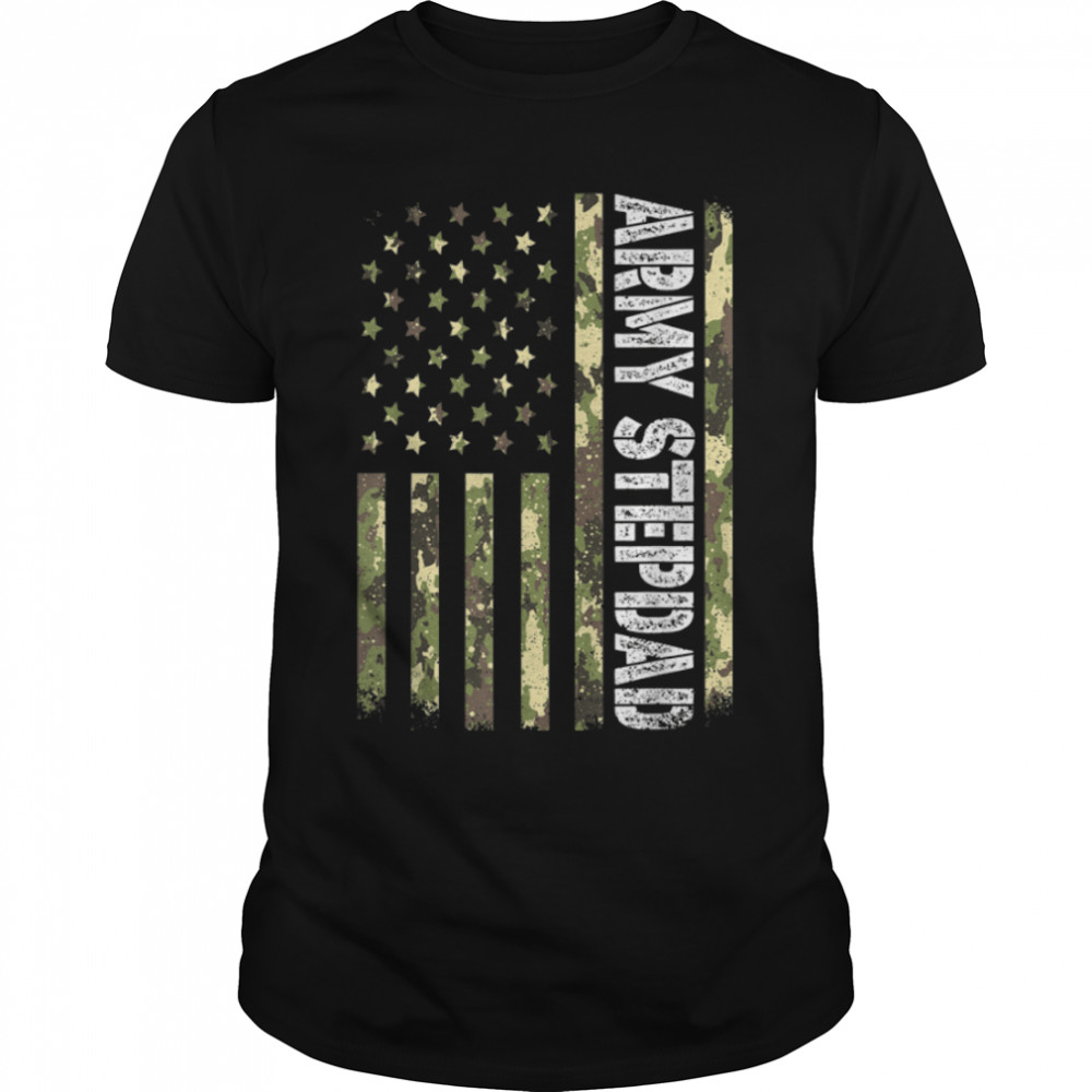 Mens Vintage Army Stepdad USA Flag Camouflage Father's Day T- B0B4MT6SWY Classic Men's T-shirt