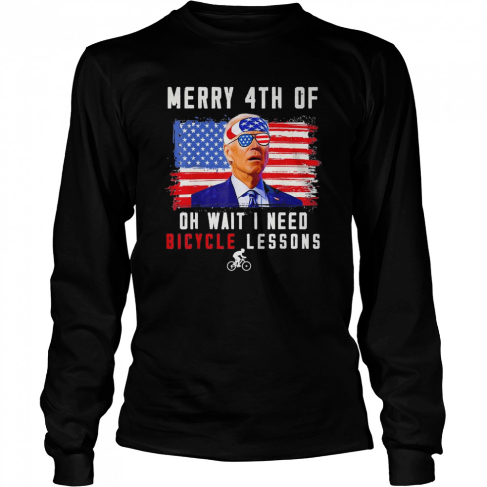 Merry 4th of July Biden Bike Bicycle falls Off T- Long Sleeved T-shirt