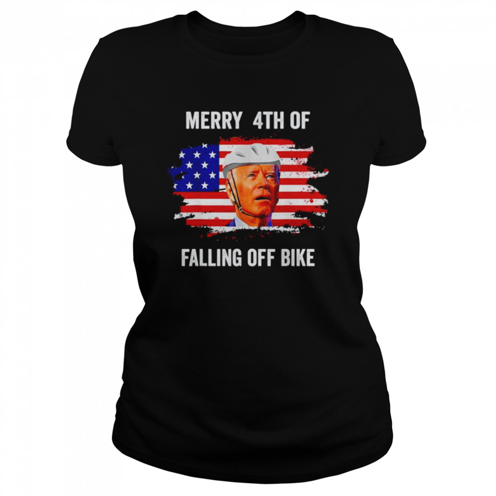Merry 4th of July Biden falls Off bike shirt Classic Women's T-shirt