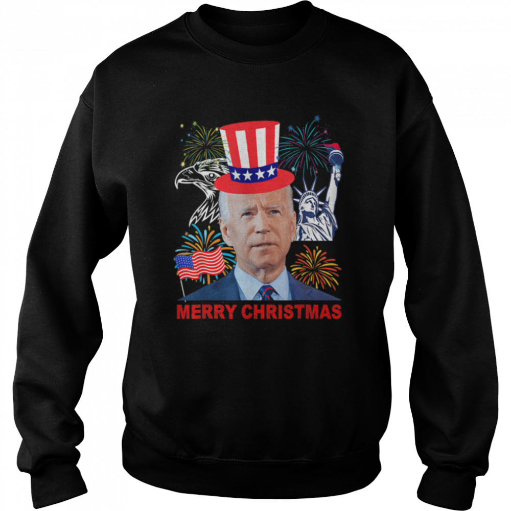 Merry Christmas Joe Biden American Flag Christmas in July T- B0B4M9S1VV Unisex Sweatshirt