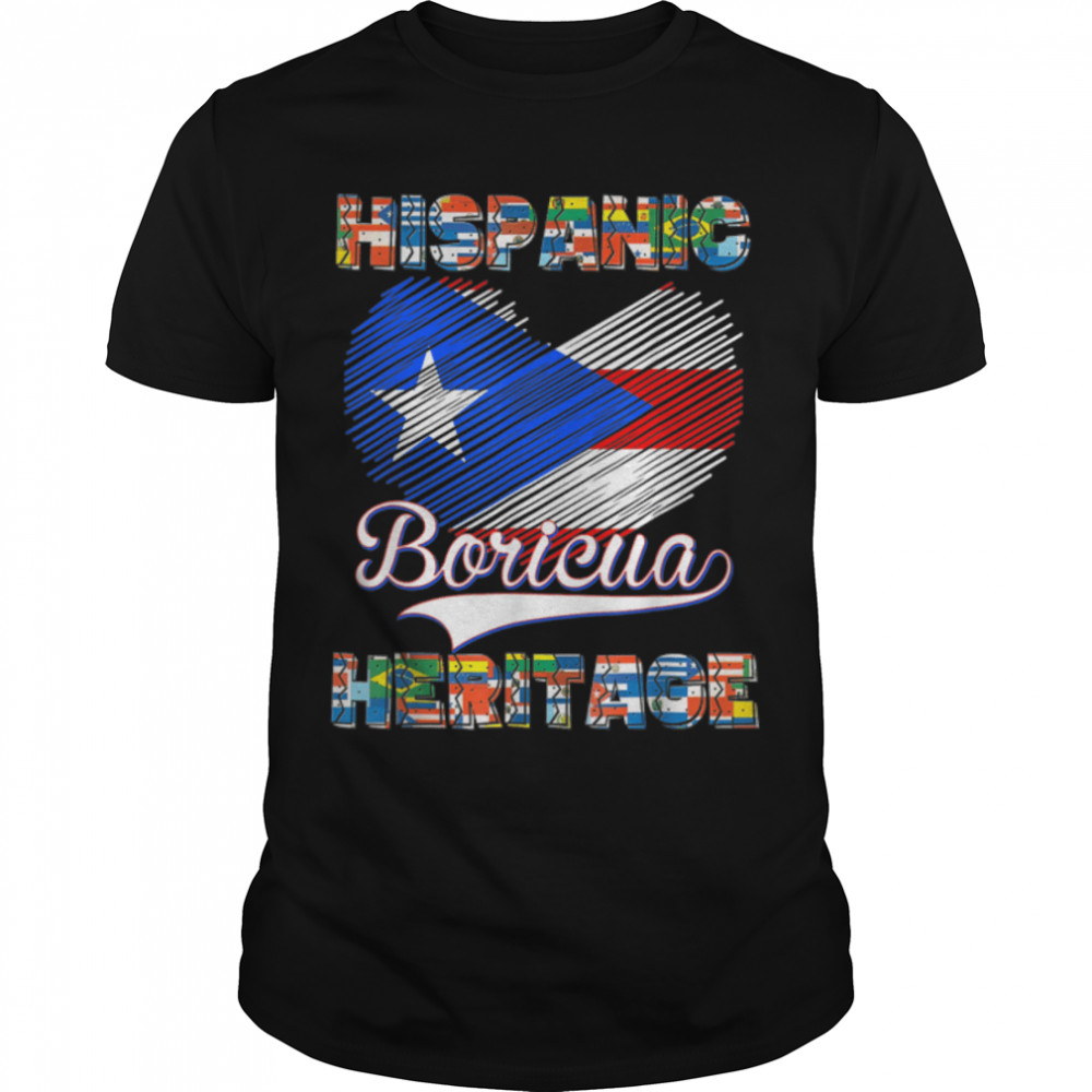 National Hispanic Heritage Month Puerto Rico Flag Boricua T-Shirt B0B4Nf2Bwt