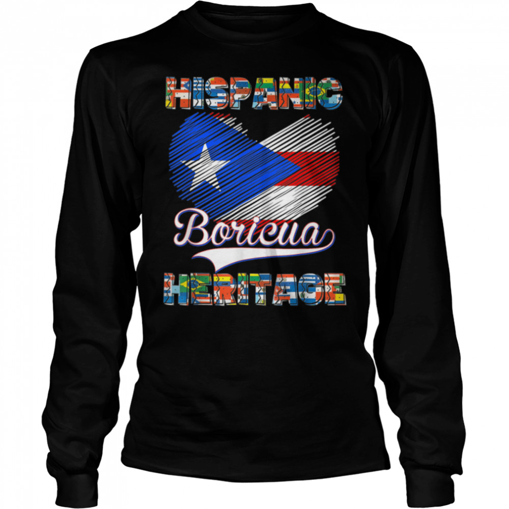 National Hispanic Heritage Month Puerto Rico Flag Boricua T- B0B4NF2BWT Long Sleeved T-shirt