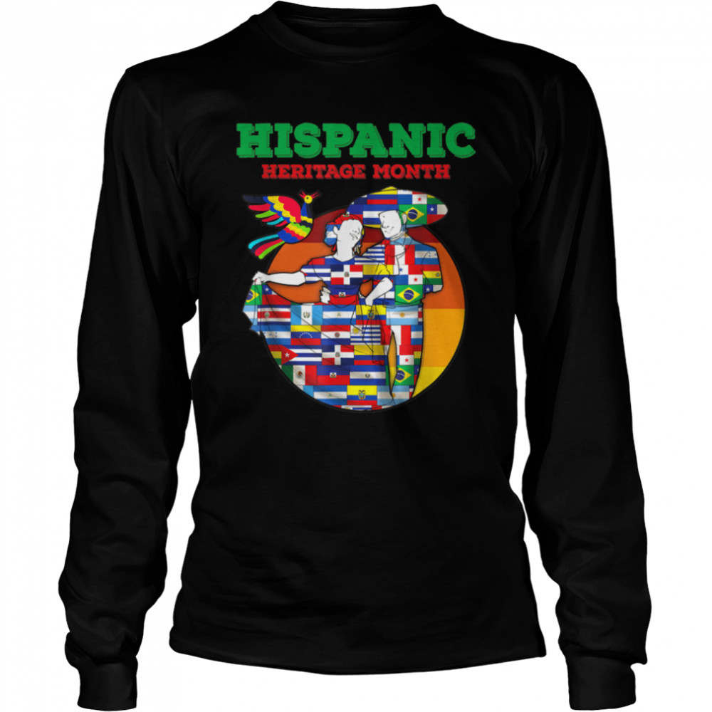 National Hispanic Heritage month t-shirt All Countries Flags T- B0B4MRK3KF Long Sleeved T-shirt