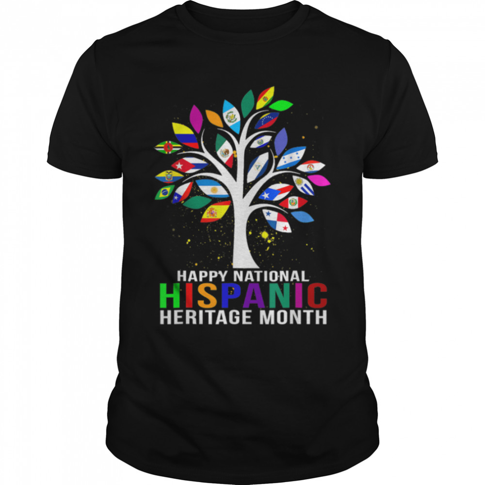 National Hispanic Heritage Month Tree Roots Latina Flag T- B0B4MM6Q7Z Classic Men's T-shirt