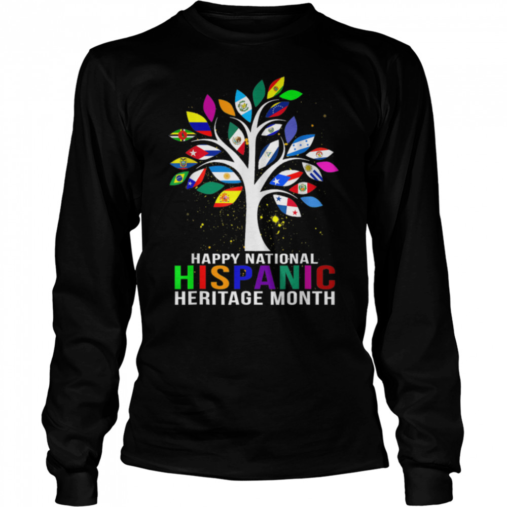 National Hispanic Heritage Month Tree Roots Latina Flag T- B0B4MM6Q7Z Long Sleeved T-shirt