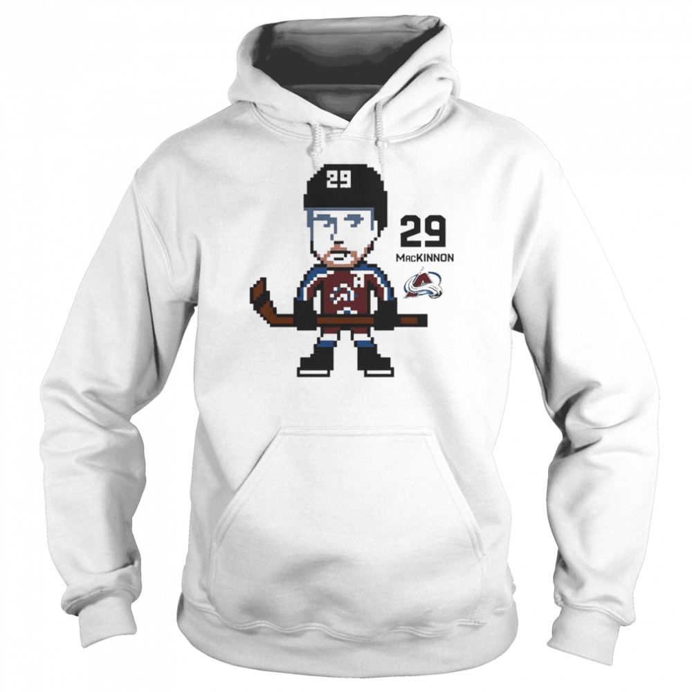 NHL Youth Colorado Avalanche Nahan MacKinnon #29 Pixel Grey T- Unisex Hoodie