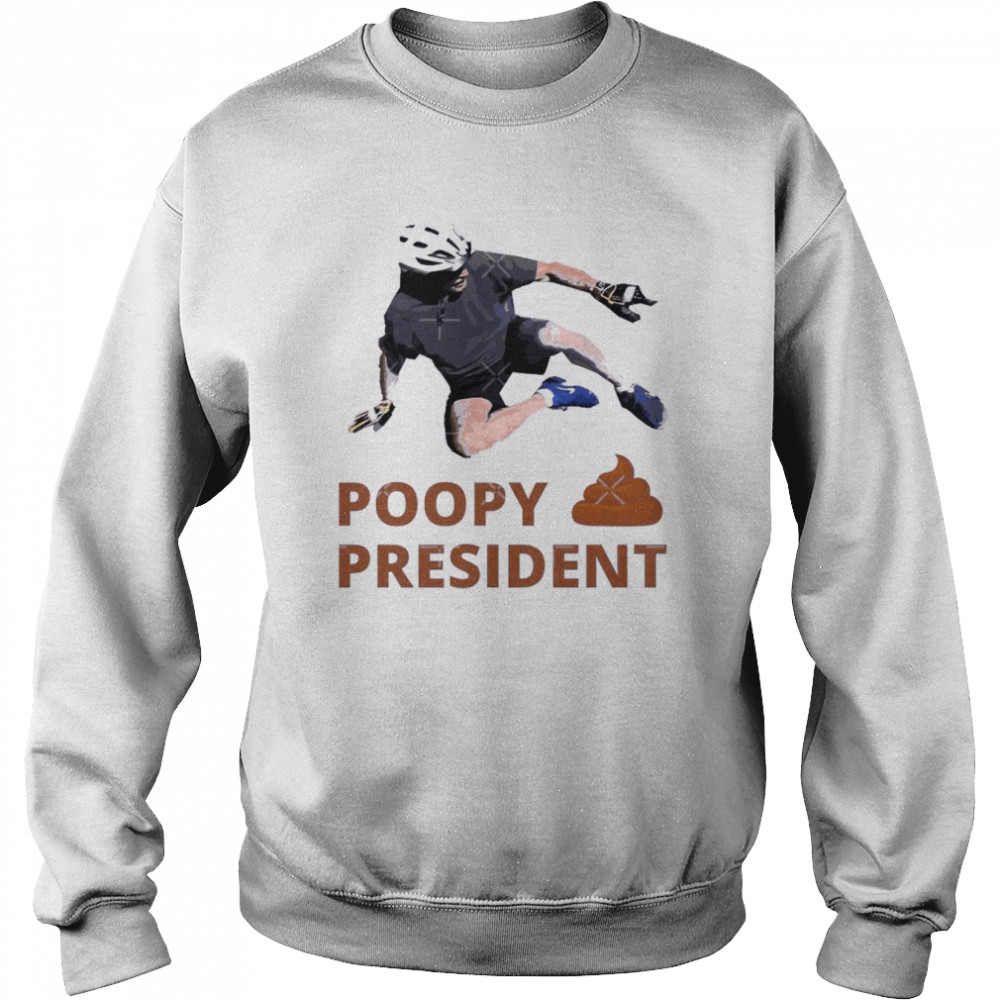Poopy President Joe Biden Falls Off His Bike  Unisex Sweatshirt