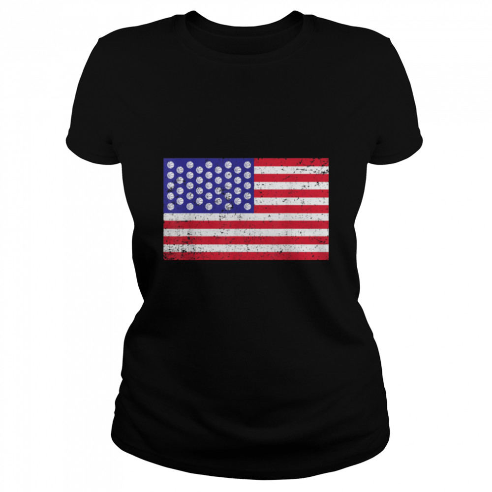 Retro American Flag Basketball Player Patriotic 4th Of July T- B0B4K3YFHR Classic Women's T-shirt