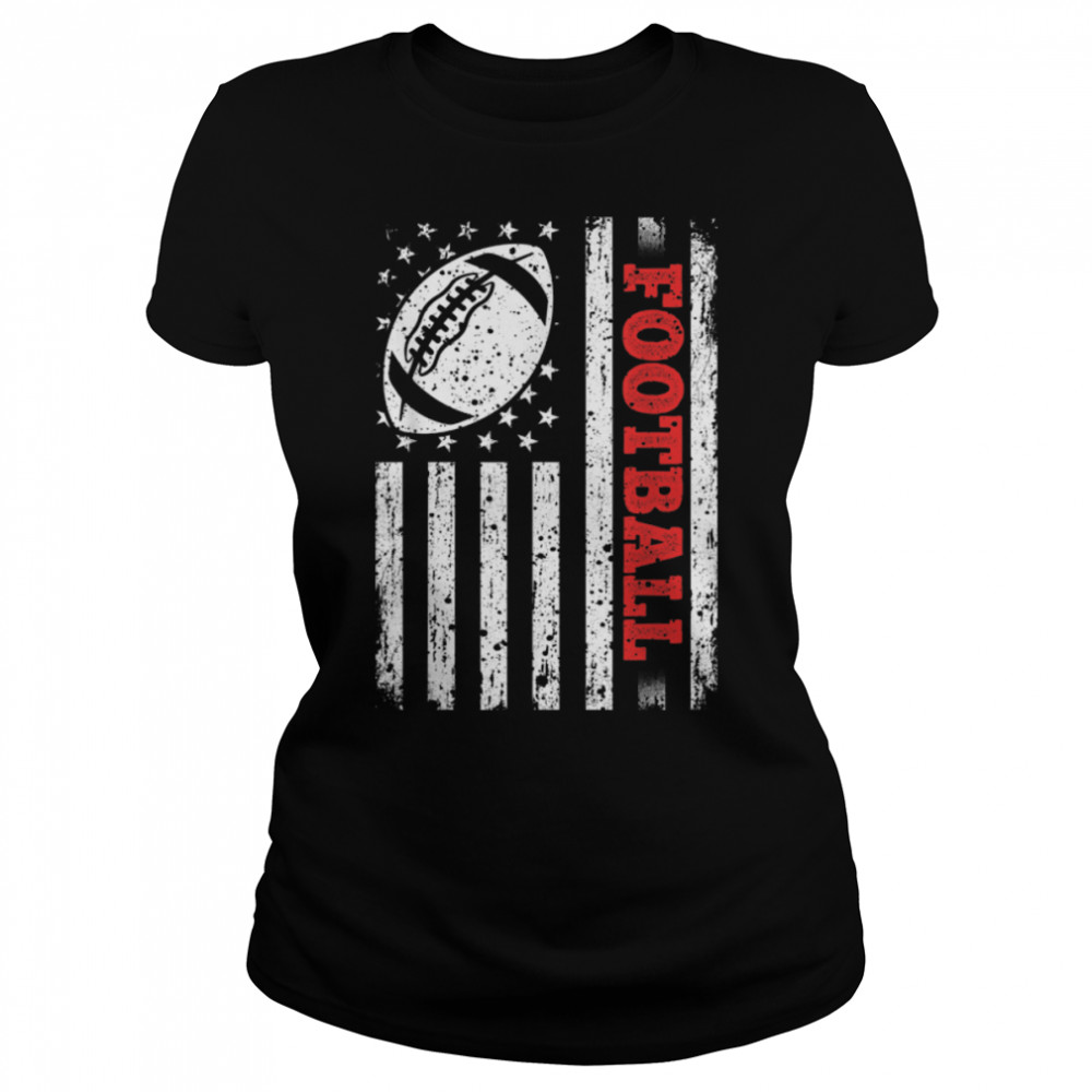 Retro Classic American Flag Football Patriotic 4th Of July T- B0B4NGTPD1 Classic Women's T-shirt