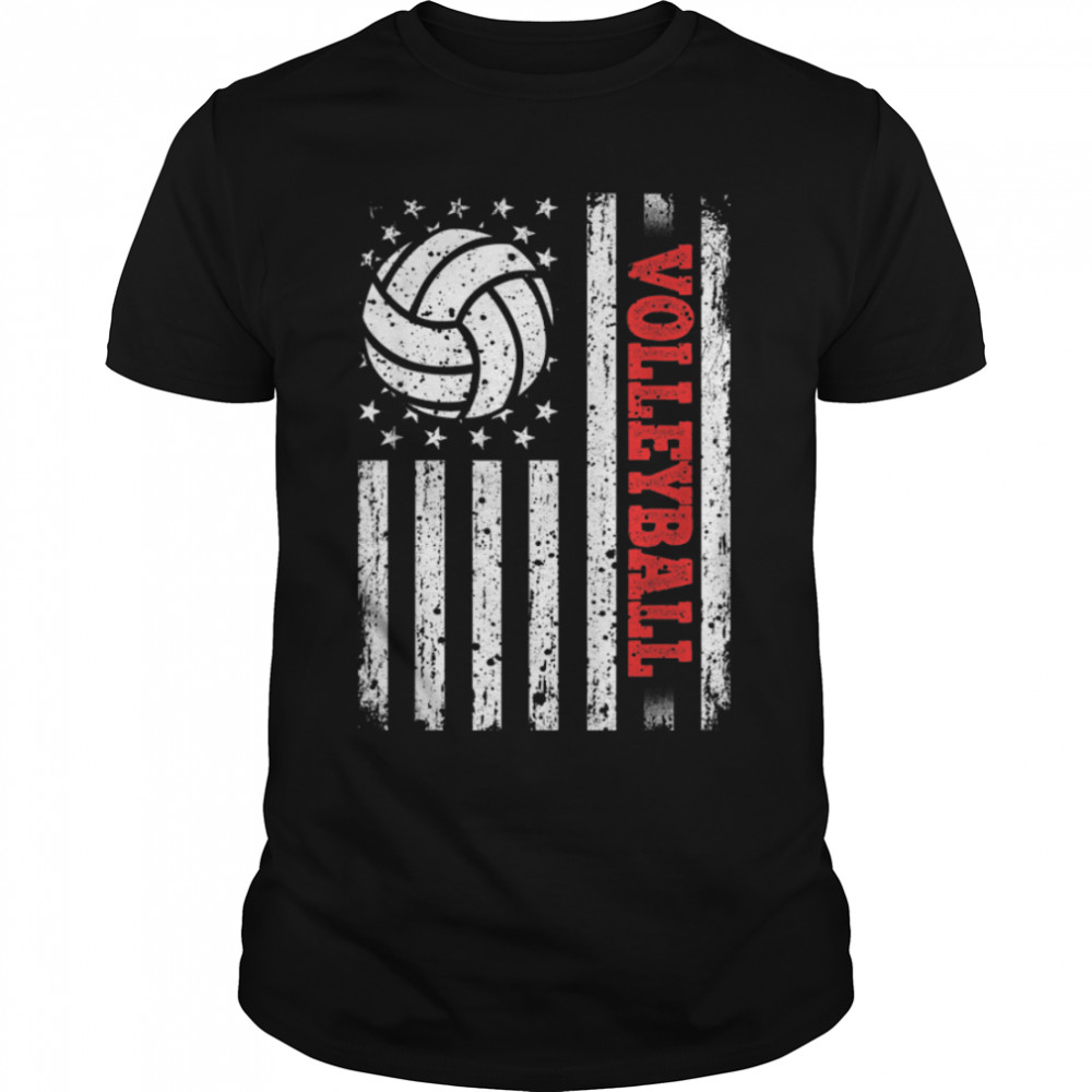 Retro Classic American Flag Volleyball Patriotic 4th Of July T- B0B4NBTXNW Classic Men's T-shirt