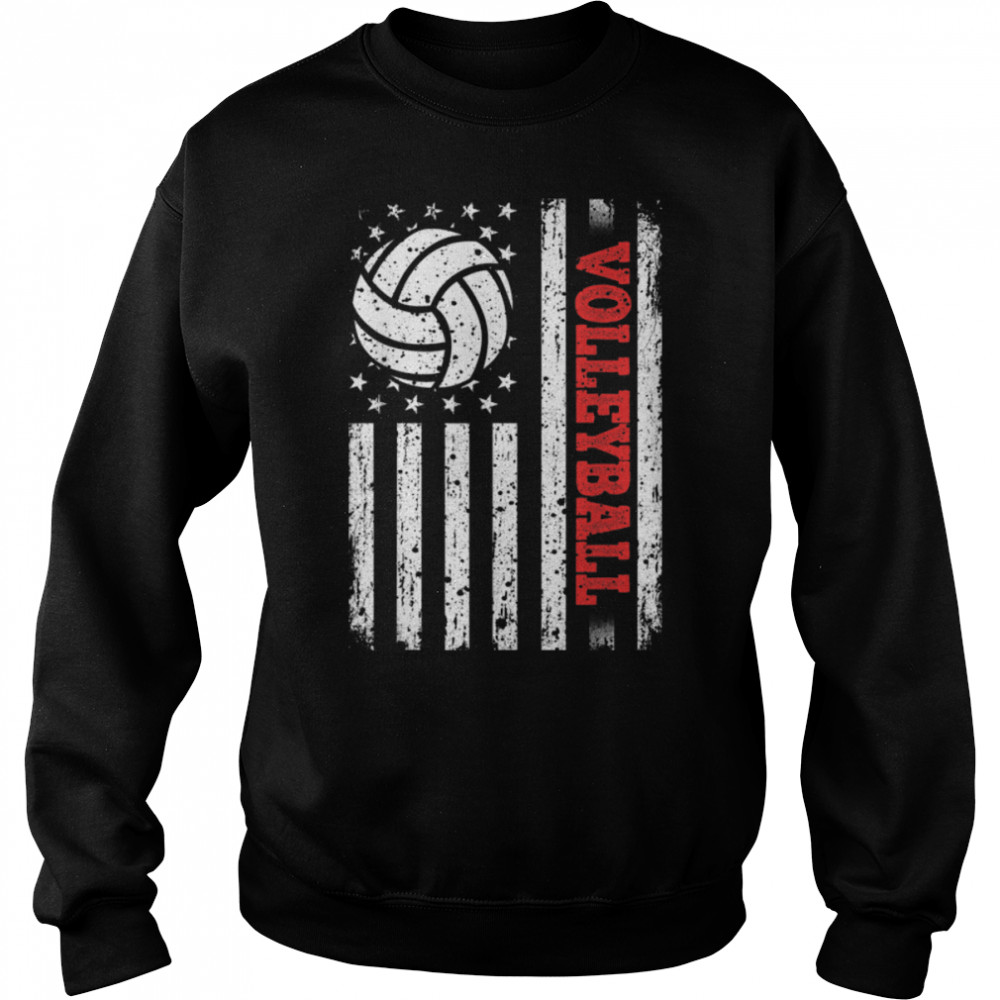Retro Classic American Flag Volleyball Patriotic 4th Of July T- B0B4NBTXNW Unisex Sweatshirt