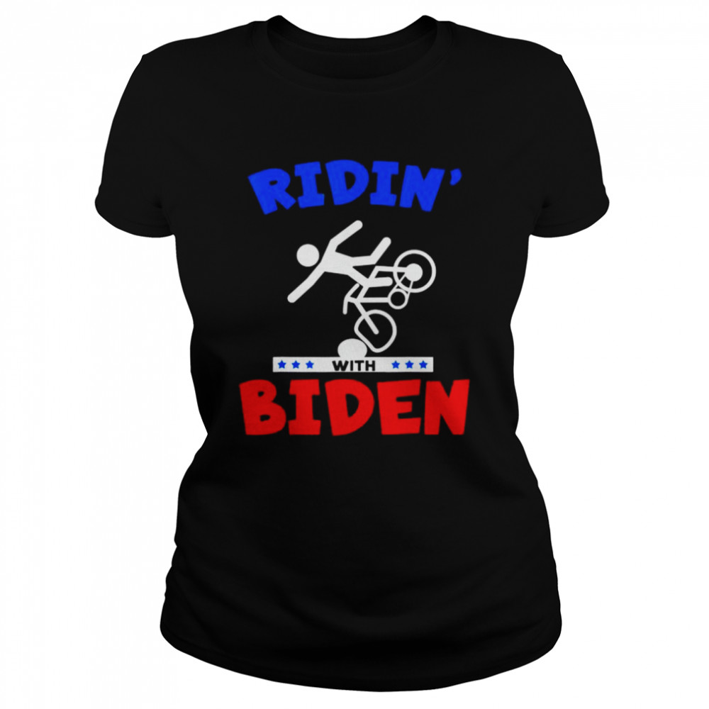 Ridin with biden joe biden falling off bicycle meme shirt Classic Women's T-shirt