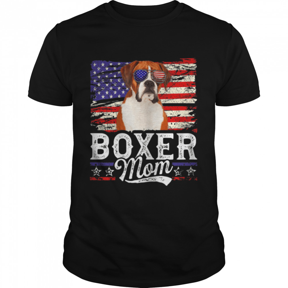 Womens Boxer Mom Usa Flag Patriotic Mother'S Day T-Shirt B0B4Mqb3Fw