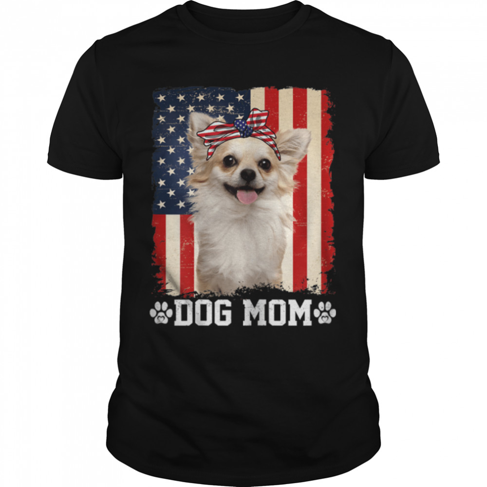 Womens Cool Chihuahua Dog Mom American Flag Mother's Day T- B0B4NGV2MN Classic Men's T-shirt