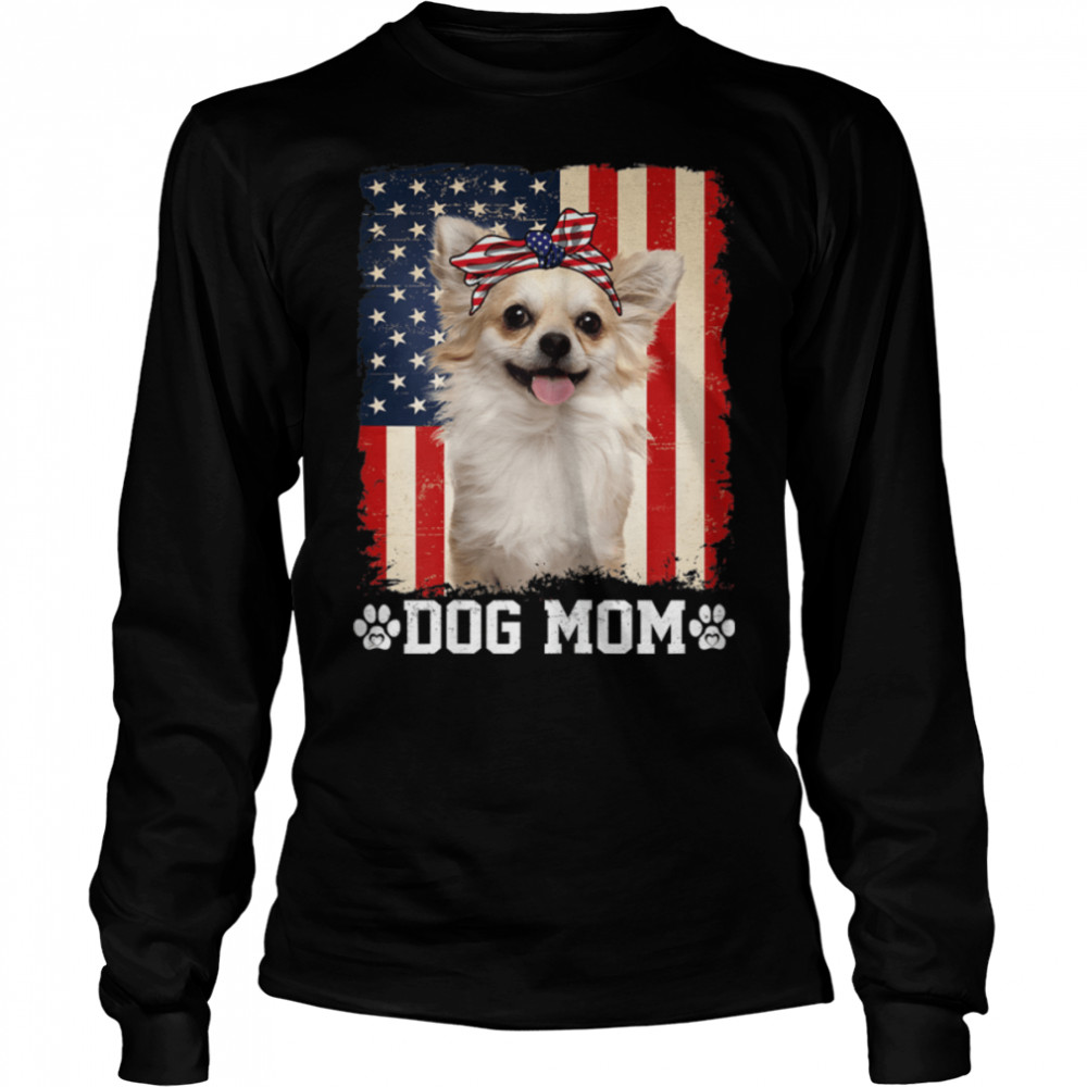 Womens Cool Chihuahua Dog Mom American Flag Mother's Day T- B0B4NGV2MN Long Sleeved T-shirt
