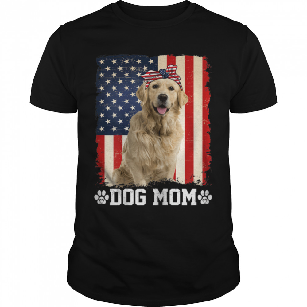 Womens Cool Golden Retriever Dog Mom American Flag Mother's Day T- B0B4MWW4MY Classic Men's T-shirt