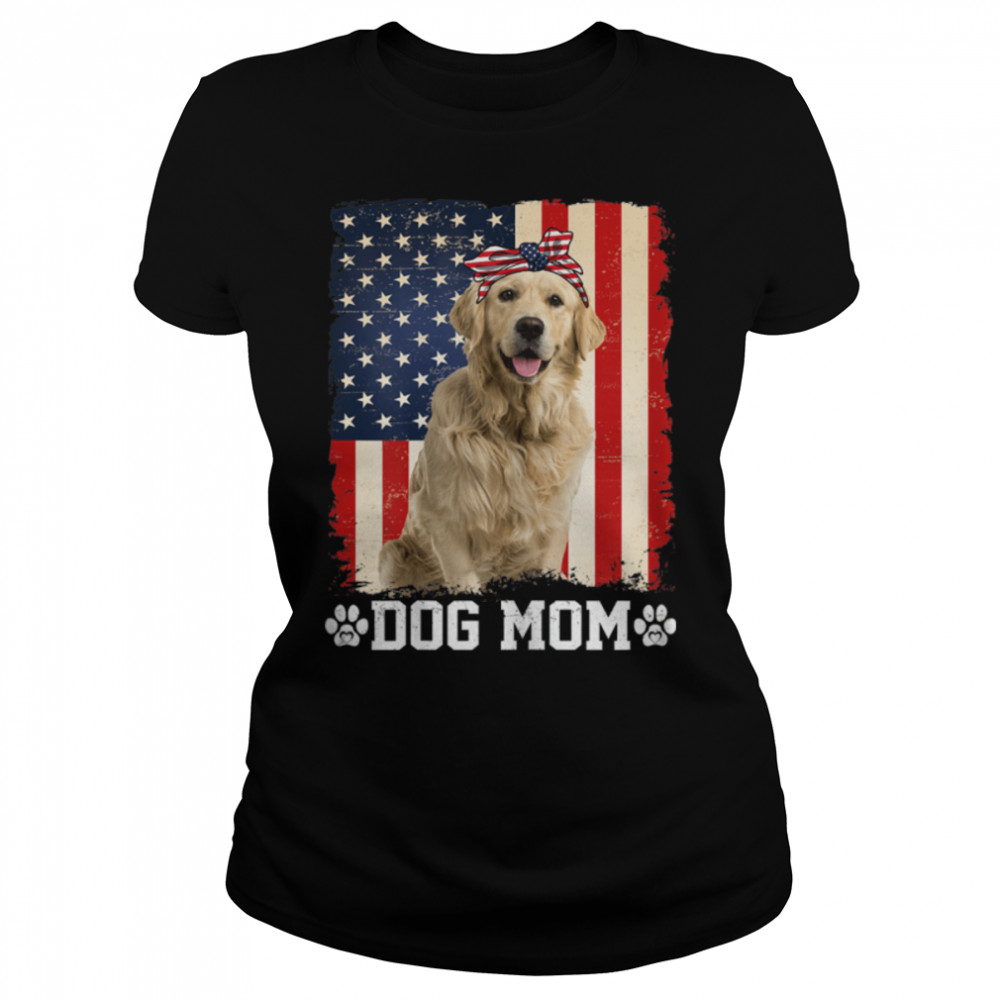 Womens Cool Golden Retriever Dog Mom American Flag Mother's Day T- B0B4MWW4MY Classic Women's T-shirt