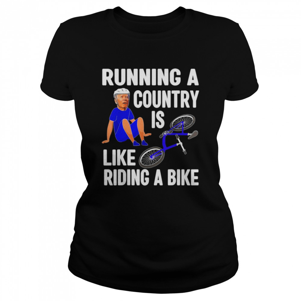 Biden Falls Off Bike Joe Biden Falling Off His Bicycle Biden T- Classic Women's T-shirt