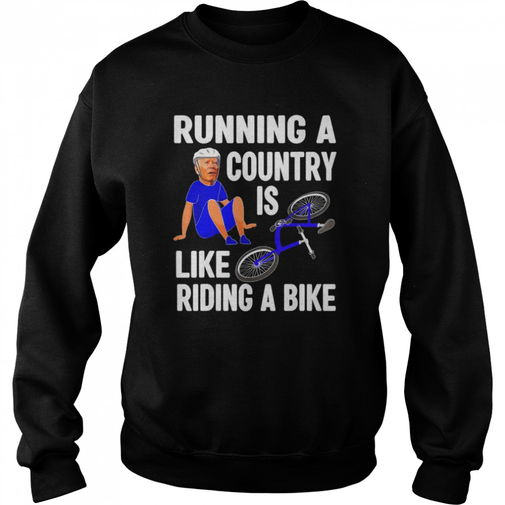 Biden Falls Off Bike Joe Biden Falling Off His Bicycle Biden T- Unisex Sweatshirt