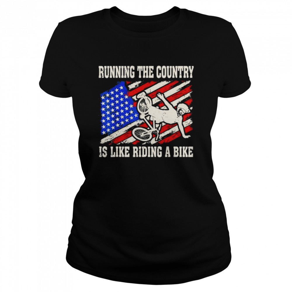 Biden-falls-Running-The-Country-Is-Like-Riding-A-Bike-Biden-T- Classic Women's T-shirt