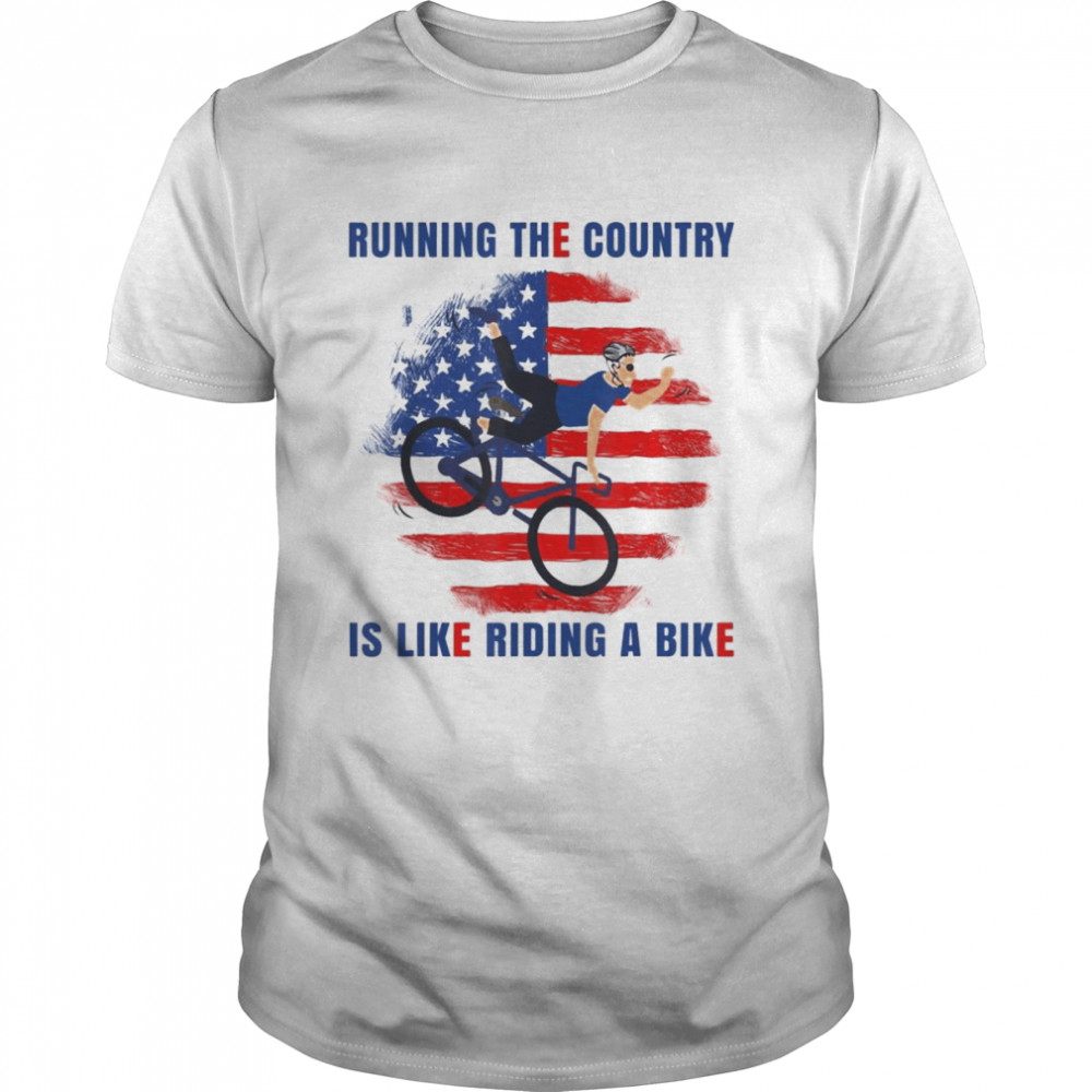 Biden Running The Country Is Like Riding A Bike Design USA flag T- Classic Men's T-shirt