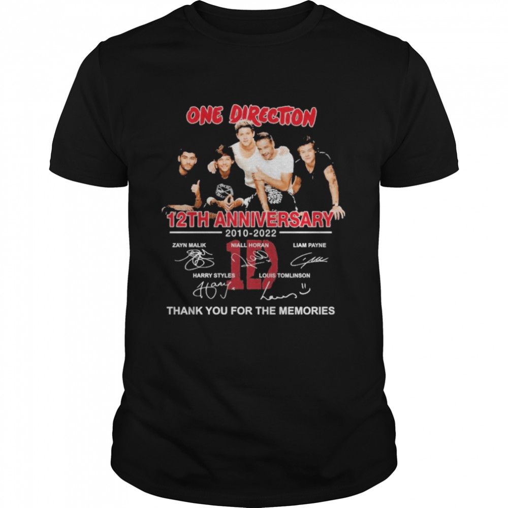 One Direction 12Th Anniversary 2010-2022 Signatures Thank You For The Memories T-Shirt